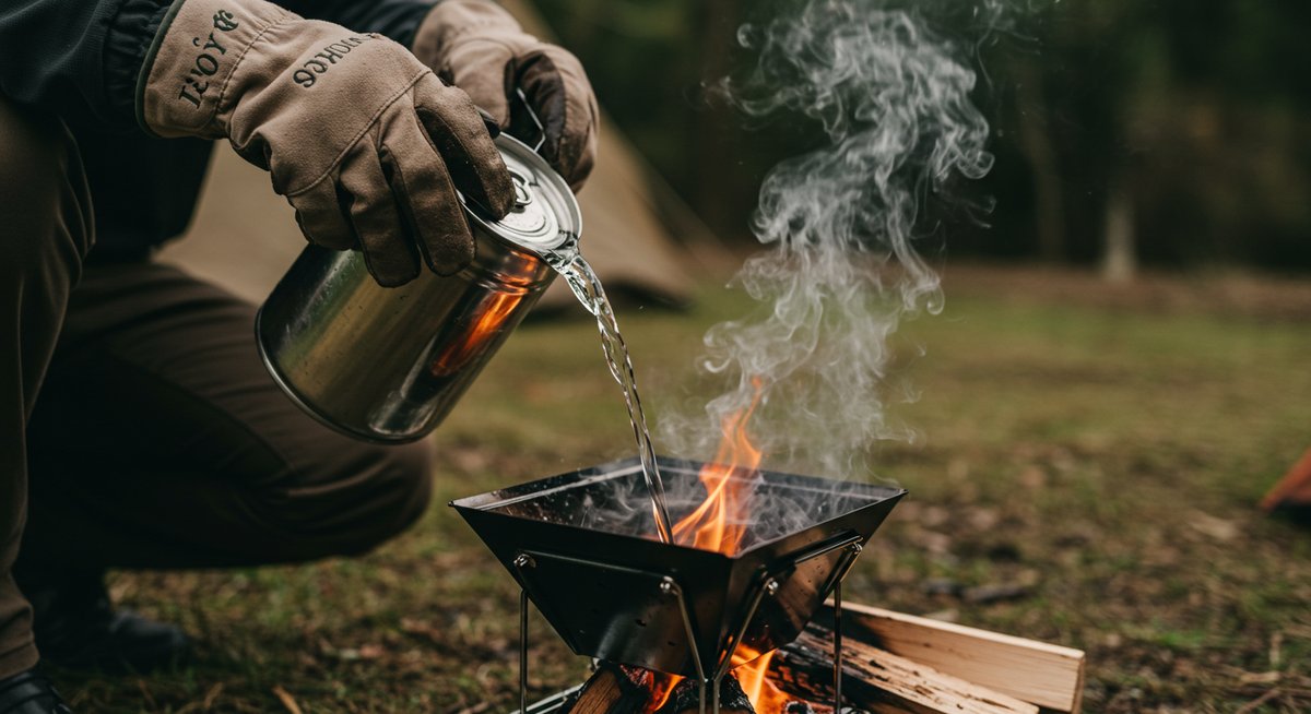 焚き火 水をかける