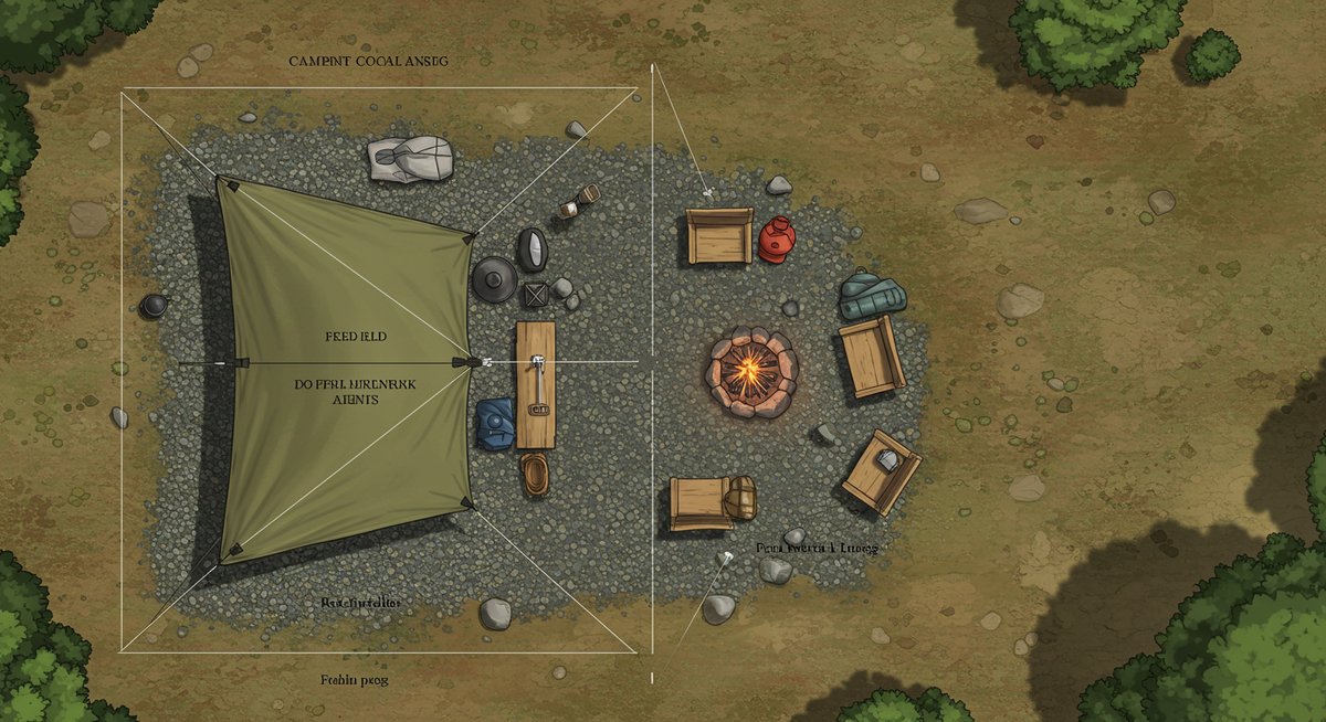 タープの下で焚き火