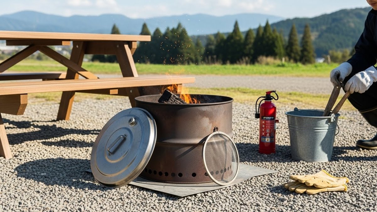 ドラム缶 半切り 持ち手付き 焚き火 ドラム缶で作る安全な焚き火入門｜短時間で覚える手順と必須チェック